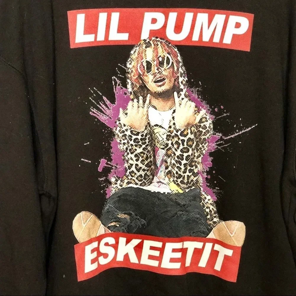 Lil Pump Eskeetit Graphic Black Long Sleeve Shirt Mens Size Large